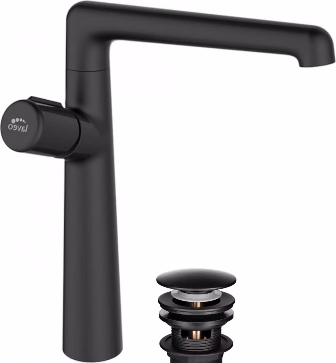 Miscelatore verticale di design per lavabo con bocca a L nero