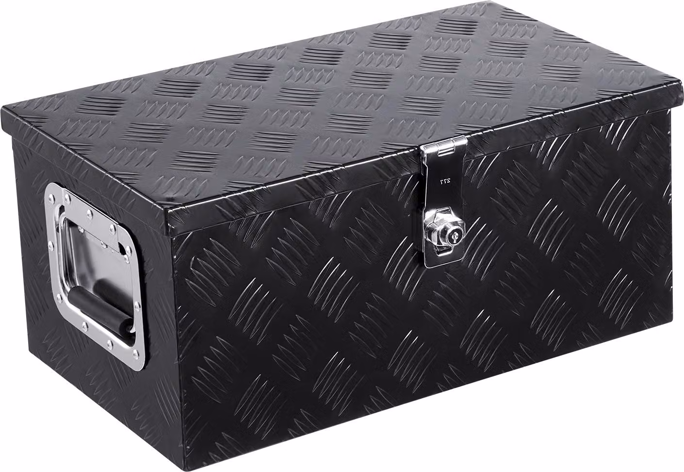 Cassetta portattrezzi in alluminio SucceBuy per pianali di carico, cassetta portattrezzi a righe (508 x 304,8 x 241,3 mm) con maniglia laterale e serrature a chiave, organizer per attrezzi nero per rimorchi