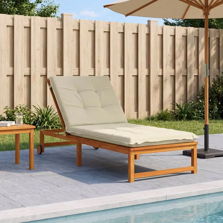 vidaXL Cuscino per Lettino GEMERT Beige con Rivestimento Rimovibile e Resistente ai Raggi UV L: 190 cm, P: 70 cm