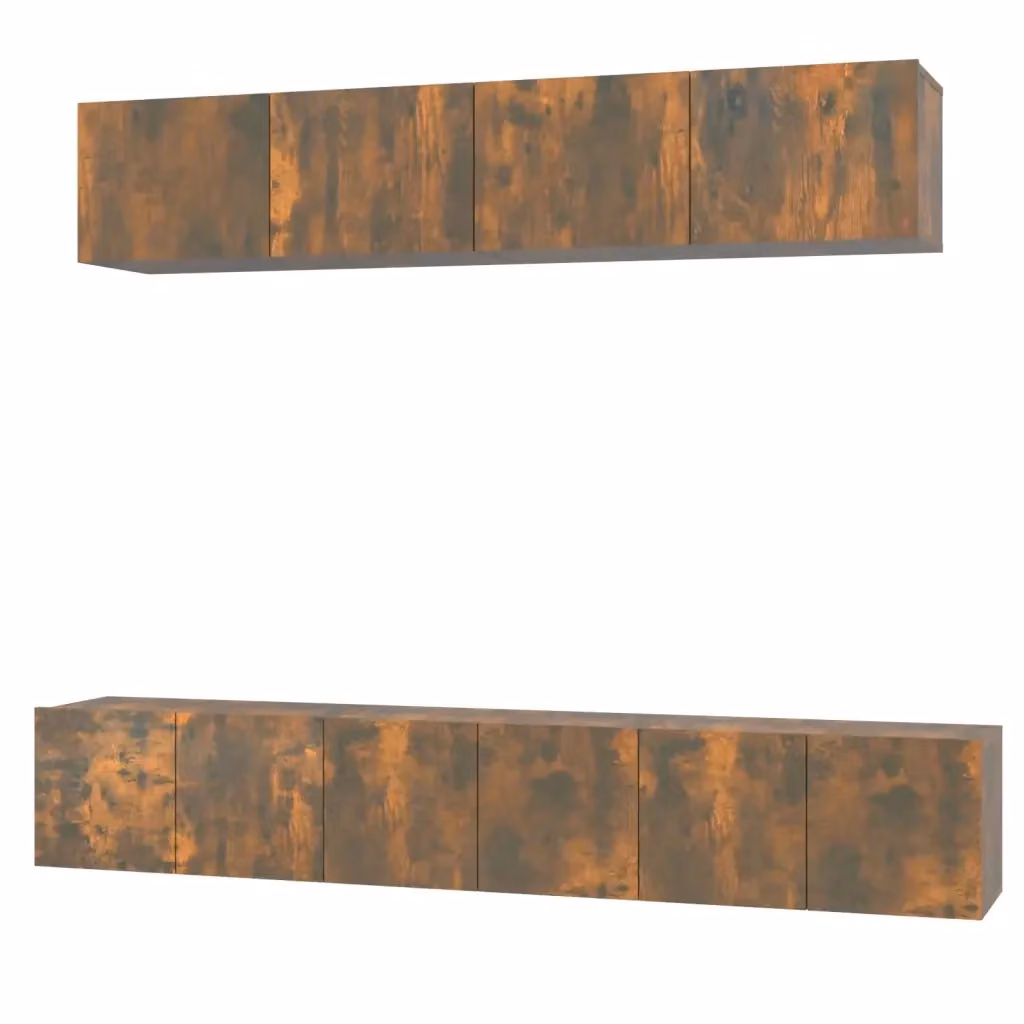 Set di mobili porta TV vidaXL in legno multistrato color rovere fumo, design classico a parete per soggiorno, L: 80 cm, P: 30 cm, H: 30 cm – 2