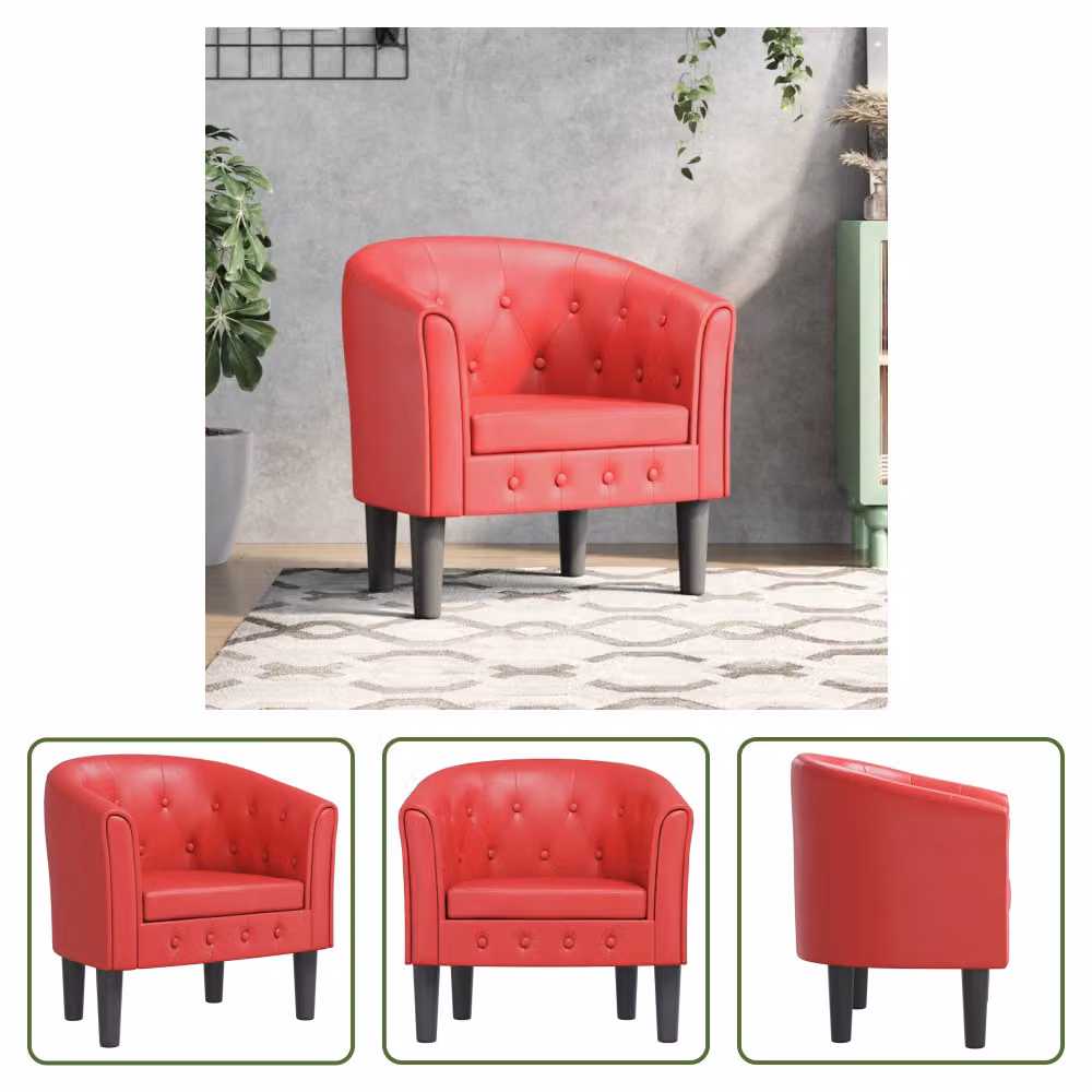 The Living Store Sedia club in Pelle finta rossa