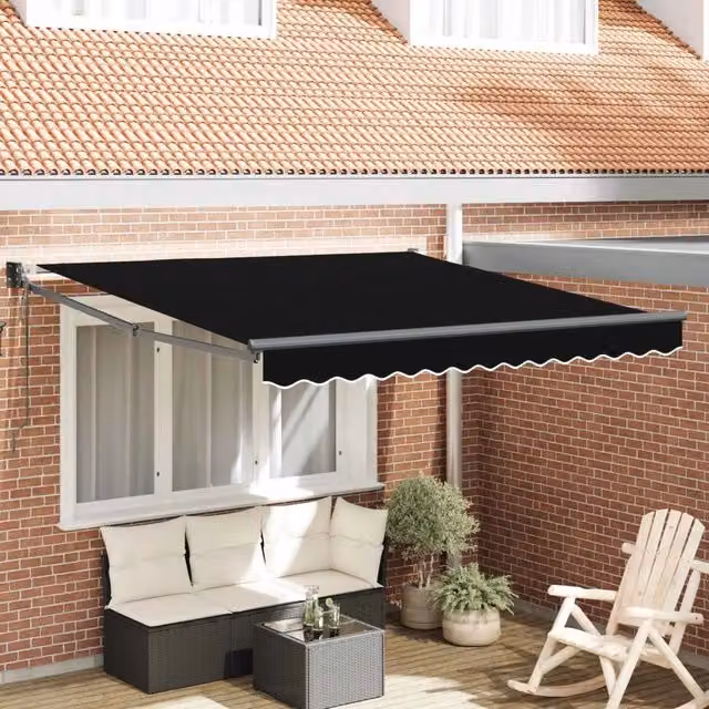 Tenda da Sole-Tenda parasole per Patio Nero 300 x 250 x 165 cm Poliestere 602937