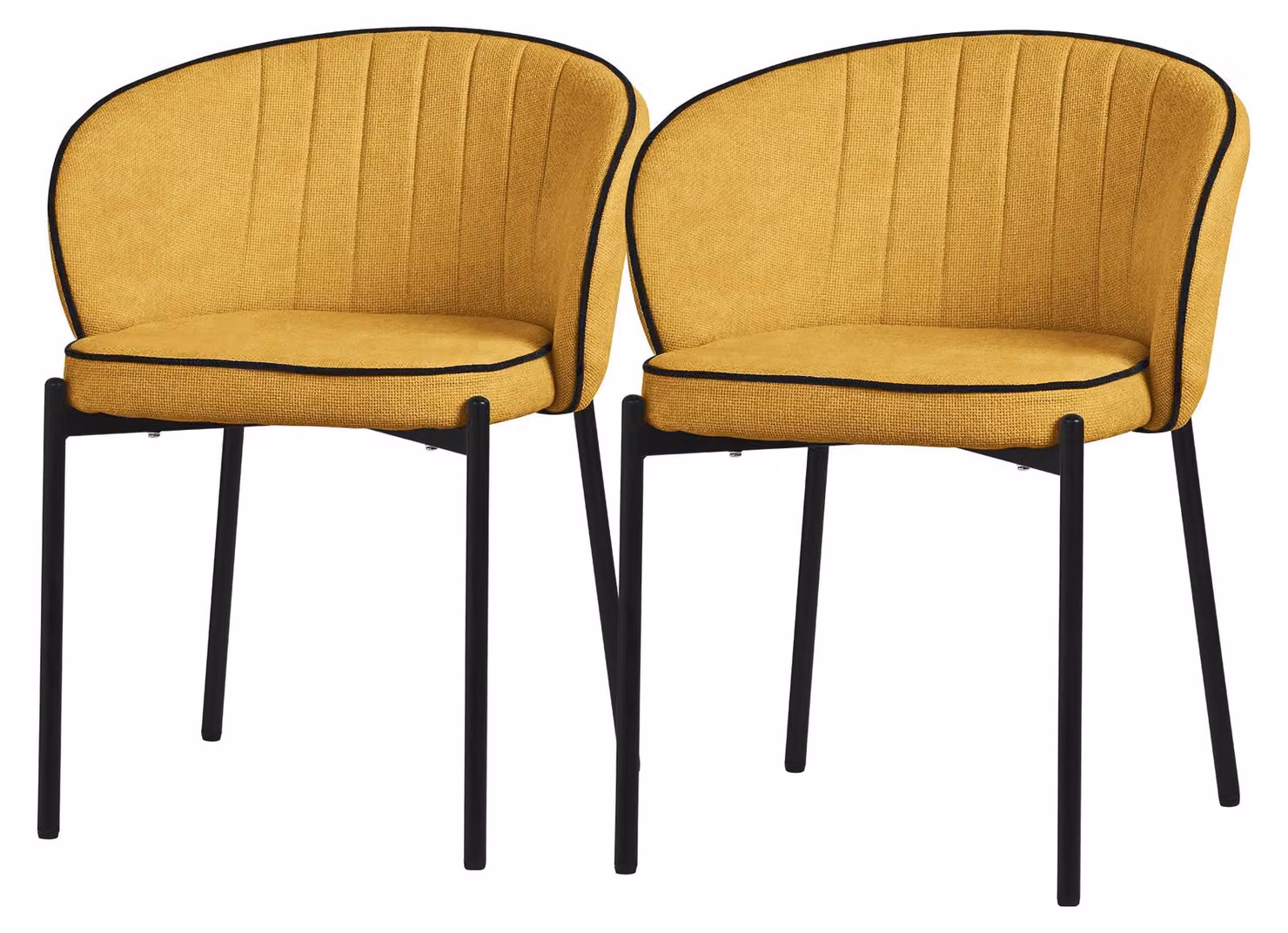 ML-Design set di 2 sedie da sala da pranzo senape sedie da cucina con rivestimento in tessuto gambe in metallo sedia da soggiorno con schienale sedie imbottite per sala da pranzo e cucina