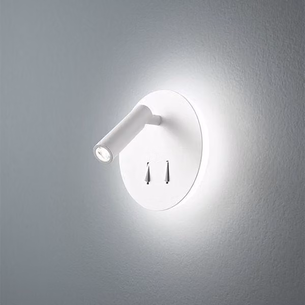 Applique da lettura LED Perenz con design moderno e orientabile in metallo, disponibile in bianco o nero