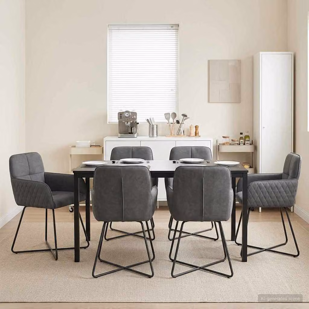 Set di 6 sedie da pranzo vidaXL in velluto grigio scuro con struttura in metallo, L: 59 cm, P: 56,5 cm, H: 86 cm