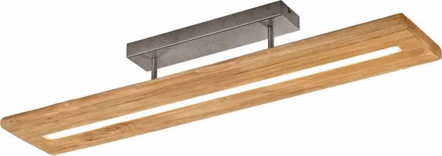 Plafoniera LED rettangolare Brad GD Trio di Trio Leuchten in legno e metallo nero, dimmerabile, luce bianca calda