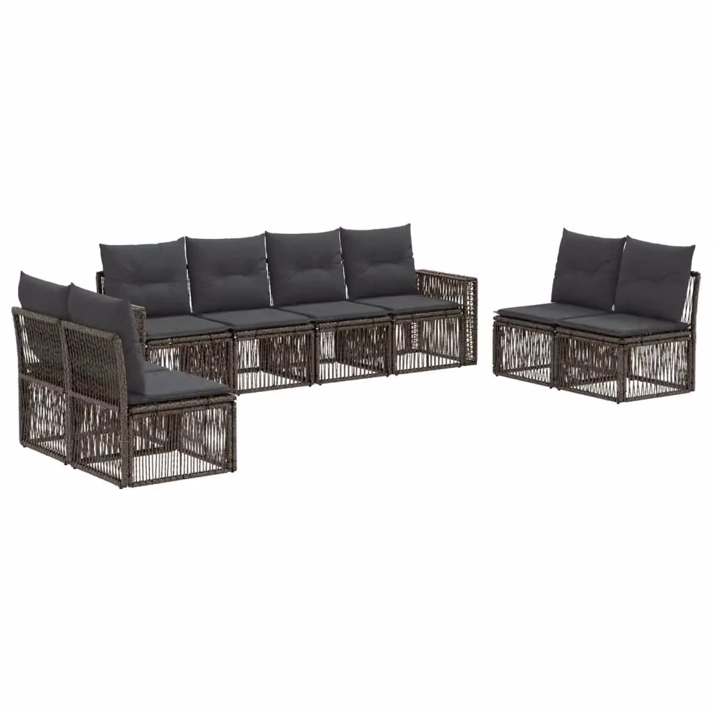 Set Divano da Giardino 8 Pezzi vidaXL in Polyrattan Grigio e Antracite con Cuscini Imbottiti e Struttura in Metallo – 2