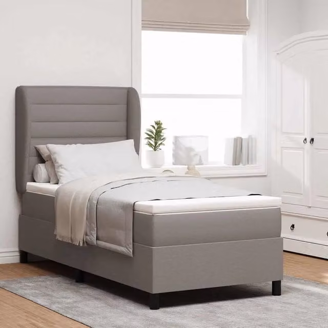 Letto a molle con testiera Talpa vidaXL in tessuto beige o grigio L/P/H: 200 x 80 cm