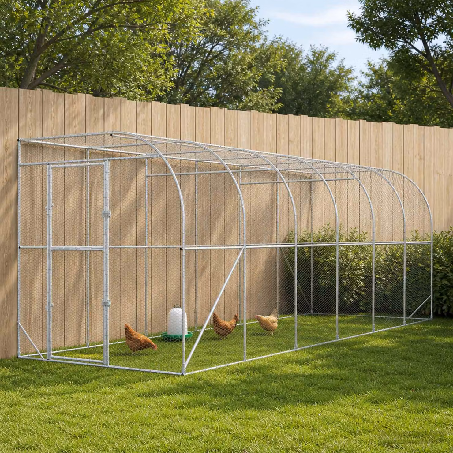 vidaXL Gabbia per Polli Contro il Muro Argento 600 x 150 x 215 cm