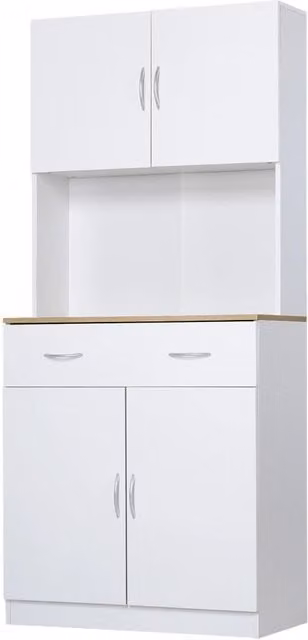 EasyComfort Credenza per Cucina o Soggiorno in Legno Bianco con 2 Ante e Cassetto L/P/H: 80 x 40 x 180 cm