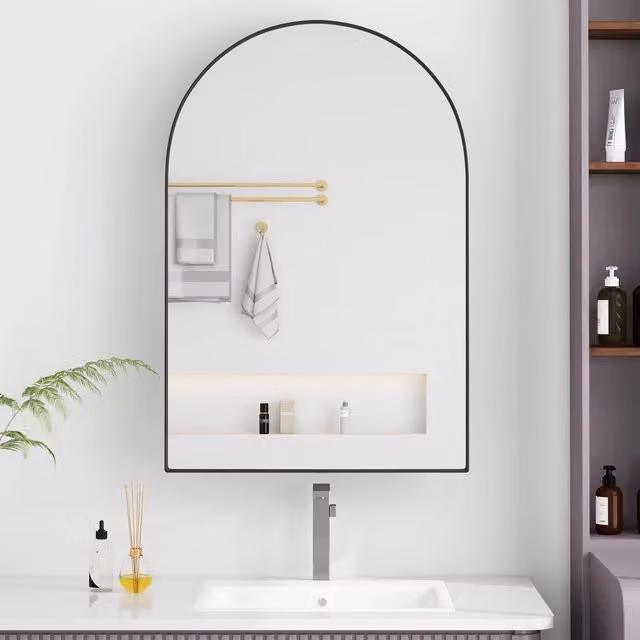 Armadietto Specchio a Parete con Ripiani Regolabili ¨C MINIMAL ¨C Nero