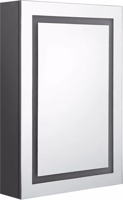 Mobiletto da bagno moderno con specchio e illuminazione LED grigio L: 50 cm, P: 13 cm, H: 70 cm