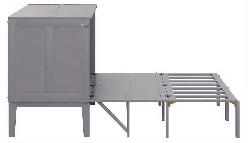 Letto a scomparsa 140x200 cm – Letto a parete con armadio contenitore – Design salvaspazio verticale in metallo – Stile intramontabile, senza legno