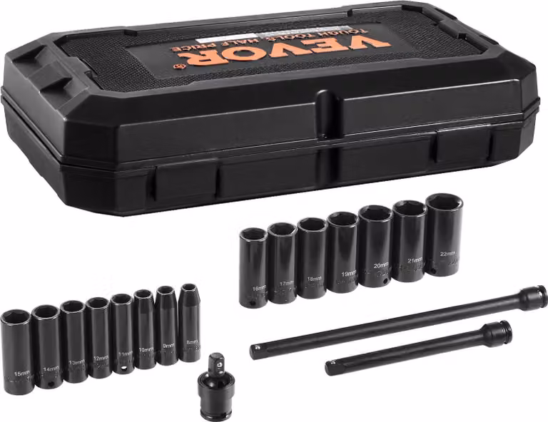 Set di chiavi a bussola a percussione 18 pezzi esagono 3/8 di pollice