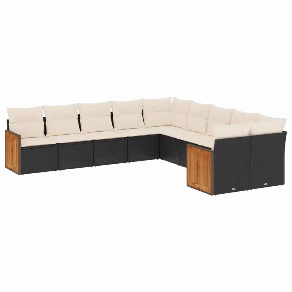 Set di divani da giardino vidaXL in rattan con cuscini bianchi e struttura in metallo nero – 2