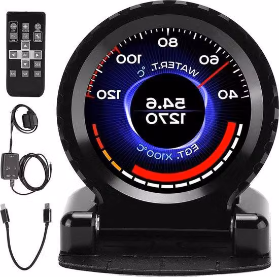 Misuratore OBD2 Turbo-Boost con display LCD - Nero - con misurazione di temperatura e pressione