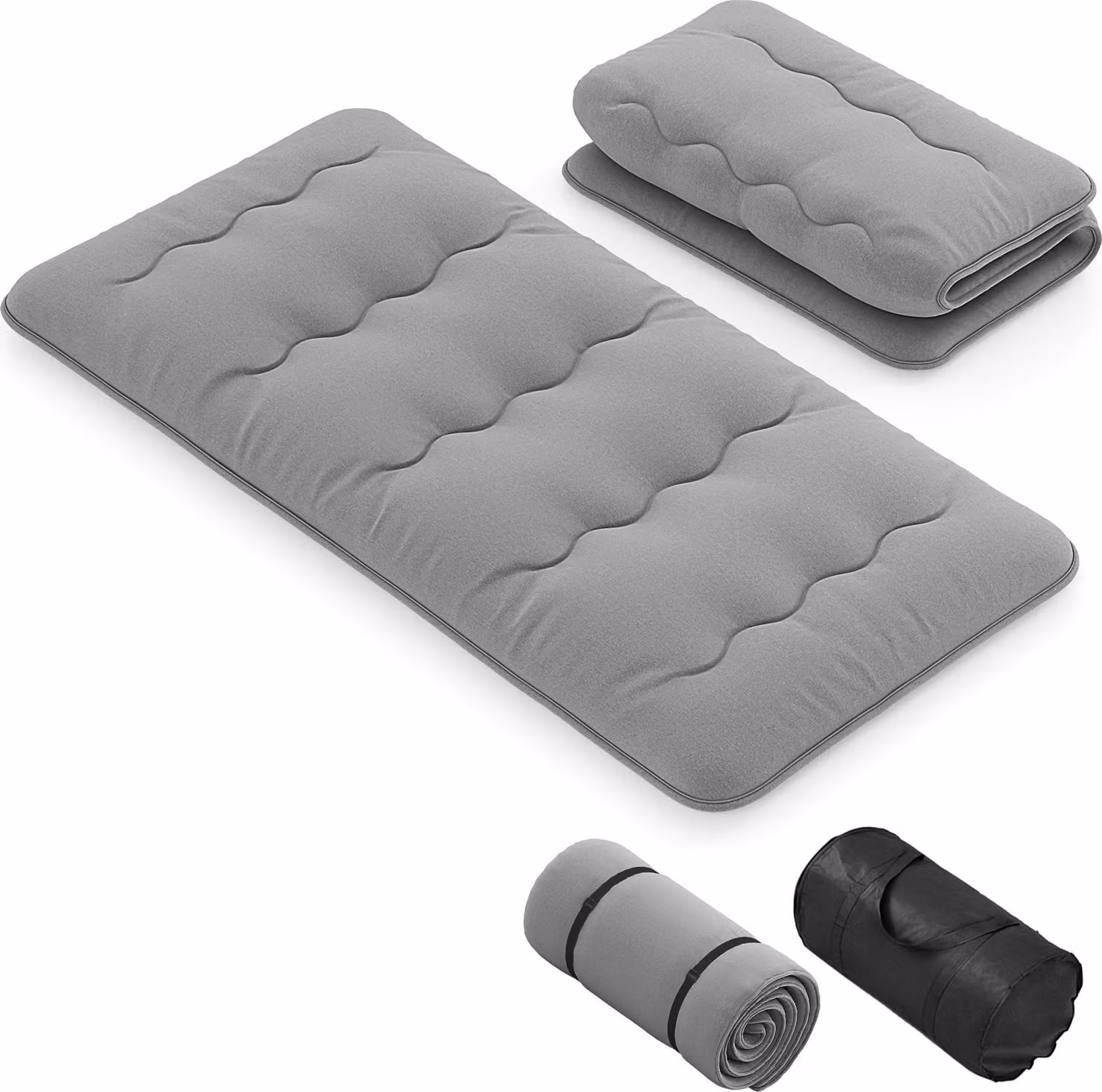 Materasso da pavimento 90x200 cm, materasso futon in stile giapponese, tatami pieghevole e trasportabile, materasso pieghevole con borsa per il trasporto e rivestimento sfoderabile, grigio