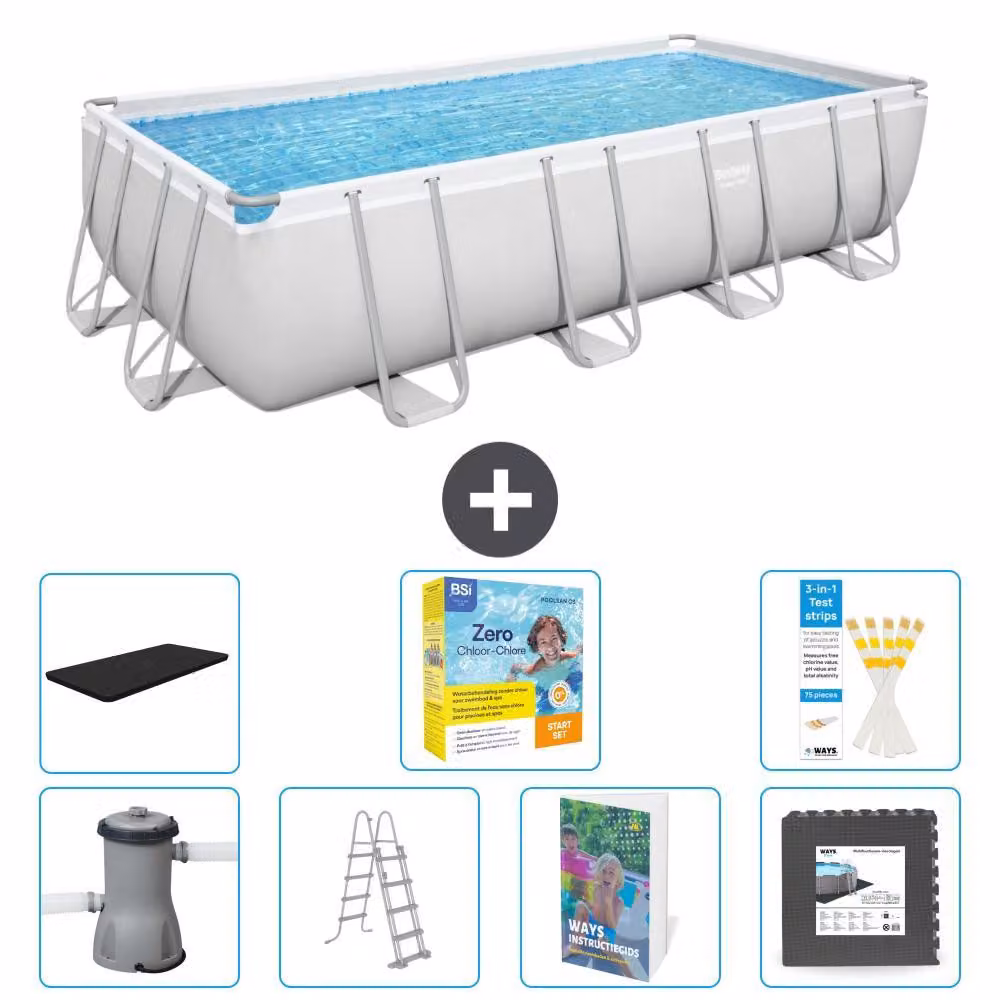Bestway Power Steel, piscina rettangolare - 488x244x122 cm - composta da 6 parti, modello S607