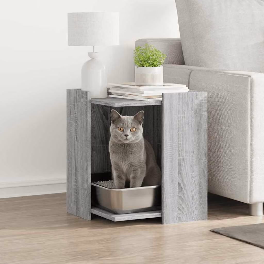 vidaXL Rifugio per lettiera per gatti Sonoma grigio L 42 cm, P 42 cm, H 51 cm