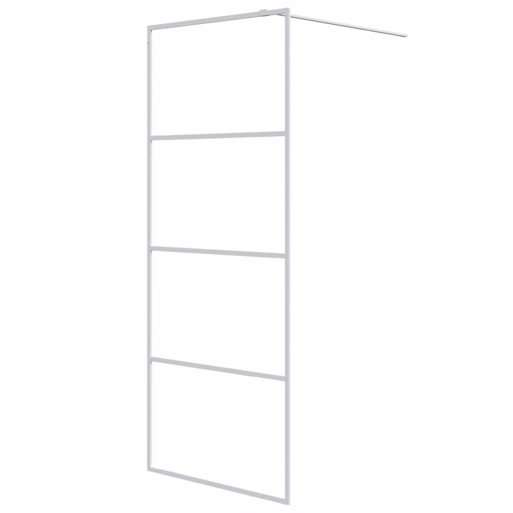 Parete Doccia Walk in Bianca 80x195 cm Vetro Trasparente ESG