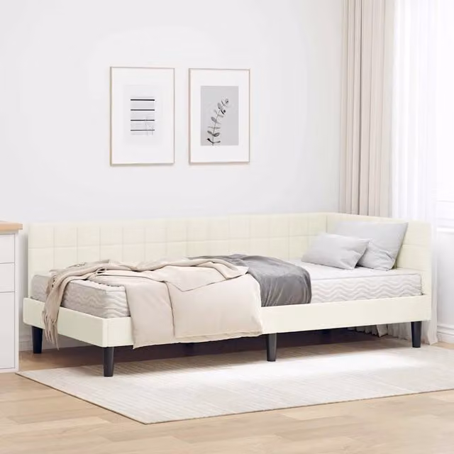 Struttura Letto Angolare con Materasso 2 pz Crema 90 x 200 cm 3393985