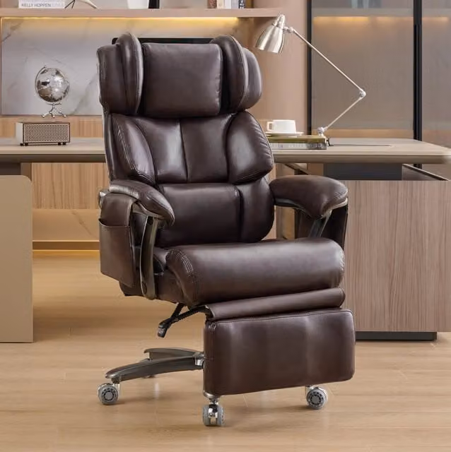 Poltrona da Ufficio in Pelle PU 88x70x112;5 cm con Massaggio e Riscaldamento; Marrone; per Home Office