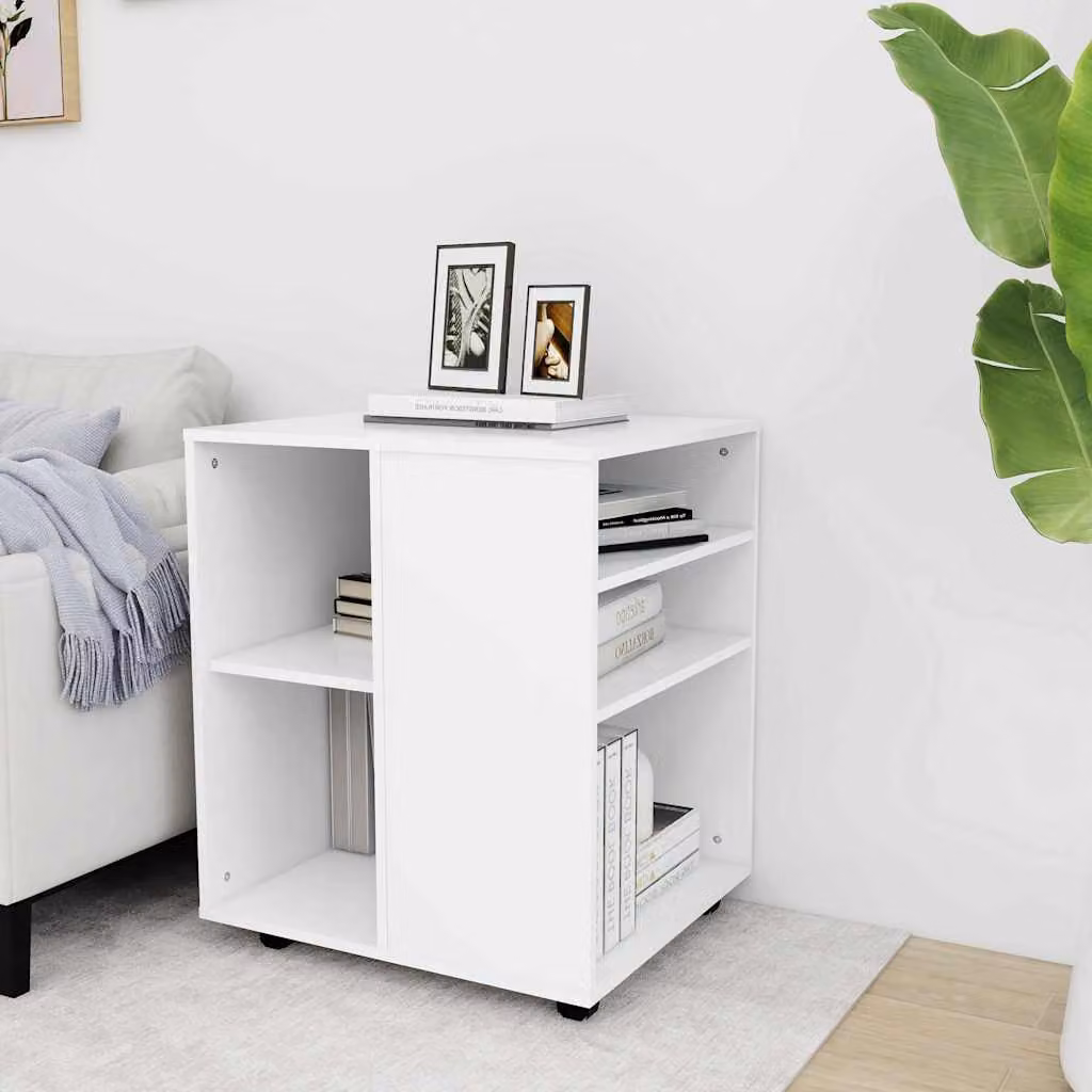Mobiletto con Ruote vidaXL in Legno Multistrato Bianco L: 60 cm, P: 53 cm, H: 72 cm