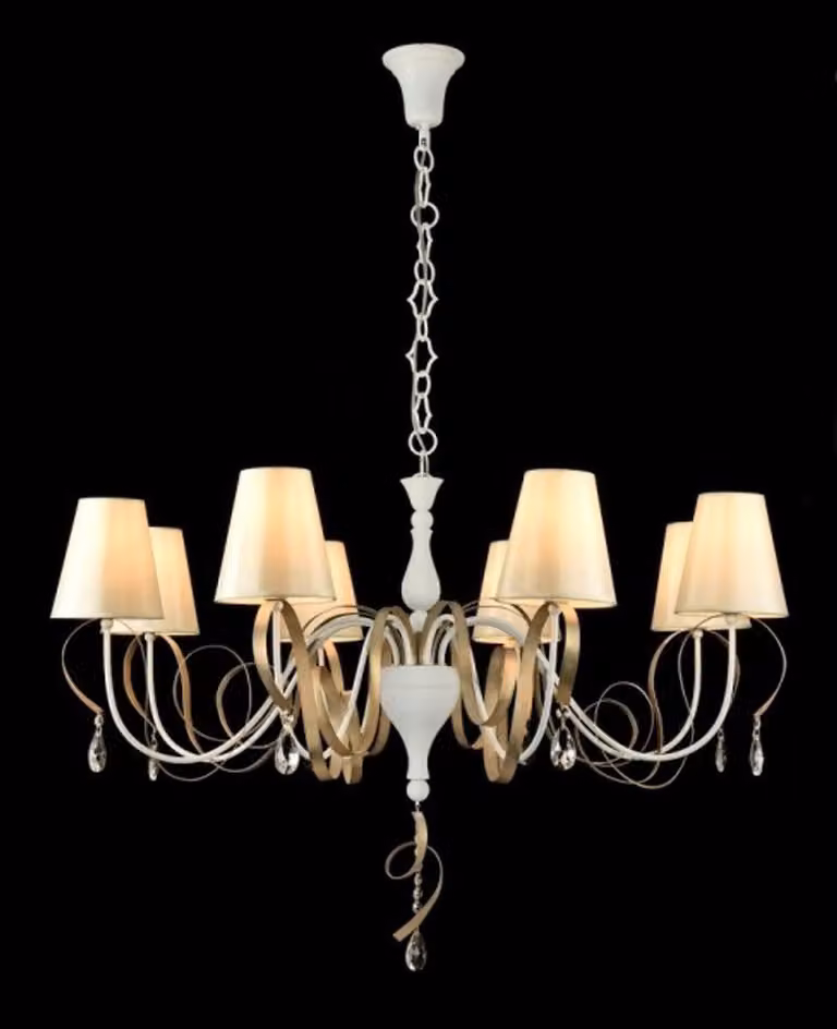 Lampadario a cristallo bianco in stile barocco "Casa Padrino", 100 x 67 cm - Lampada da soffitto in stile antico