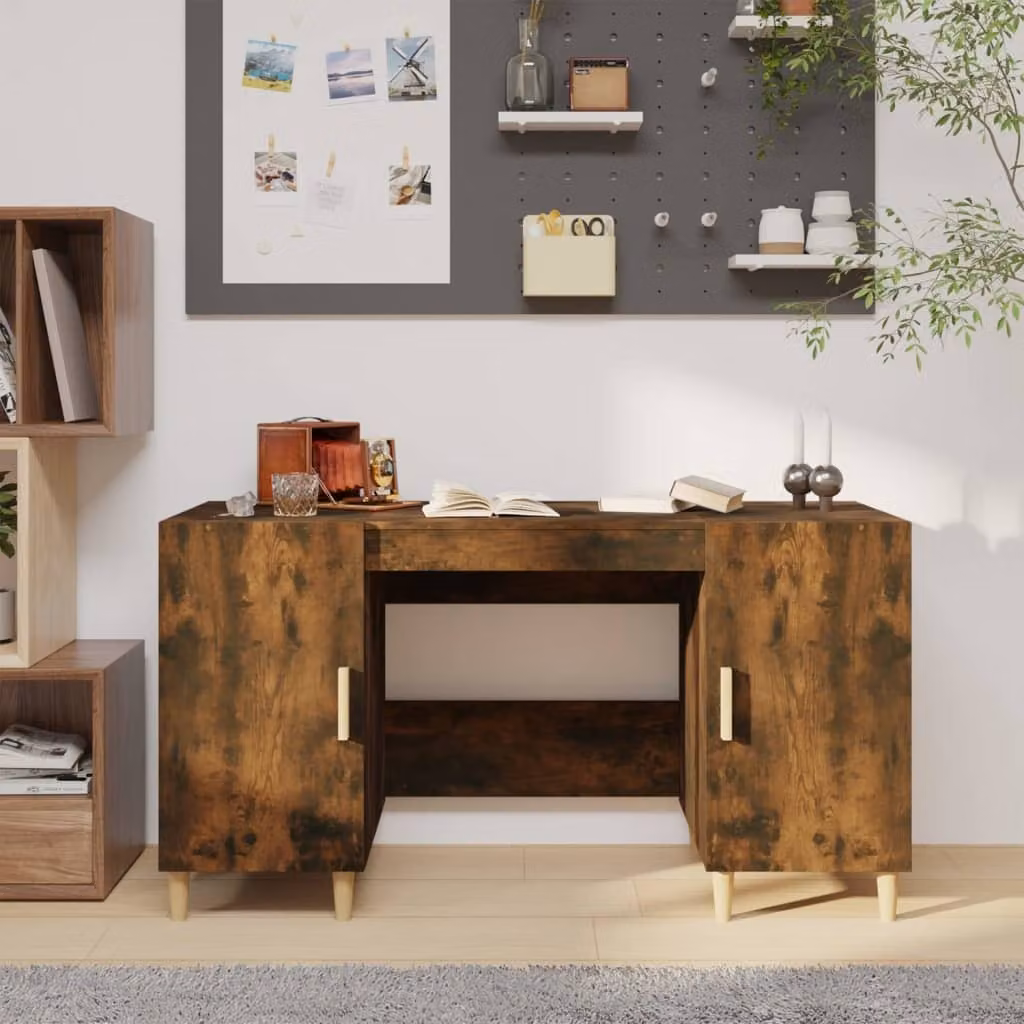 Maison Exclusive - Scrivania in rovere affumicato 140x50x75 cm Materiale ligneo