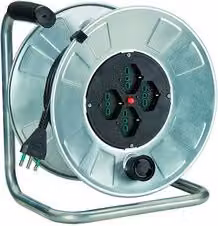 Avvolgicavo elettrico Fanton GOLIA METAL Zincato Silver 25m H05VV-F 3x1,5 mmq 4P con disgiuntore termico