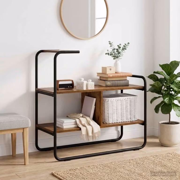 vidaXL Tavolo consolle in stile minimalista color marrone L: 80 cm, P: 35 cm, H: 75 cm