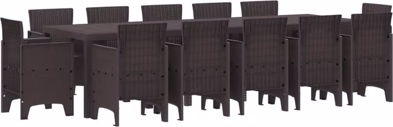 Set da Pranzo per Giardino 13 pcs Marrone Poly Rattan