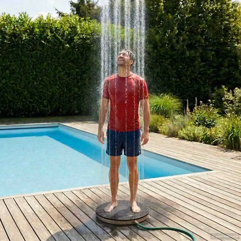 Doccia da giardino a pavimento vidaXL in WPC e acciaio inossidabile, antracite e marrone