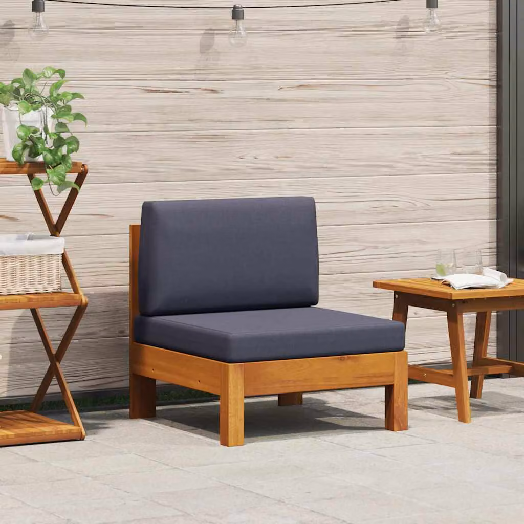 vidaXL Divano da giardino moderno in legno di acacia trattato con cuscini in tessuto grigio
