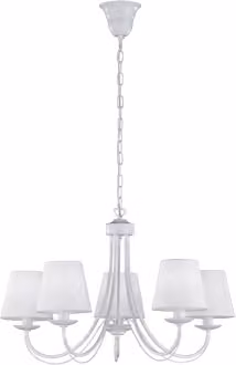 Lampadario da soffitto Trio Leuchten Cortez GD Trio in metallo e tessuto bianco con 5 luci