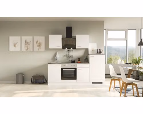 Mobile cucina con elettrodomestici Flex Well Lucca 220 cm colore frontale bianco opaco colore mobile bianco