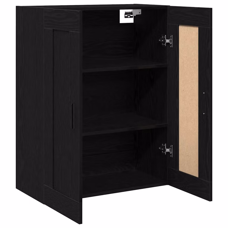 Mobile a muro vidaXL moderno in rovere nero con ante a battente e ripiani interni L: 69,5 cm, P: 34 cm, H: 90 cm