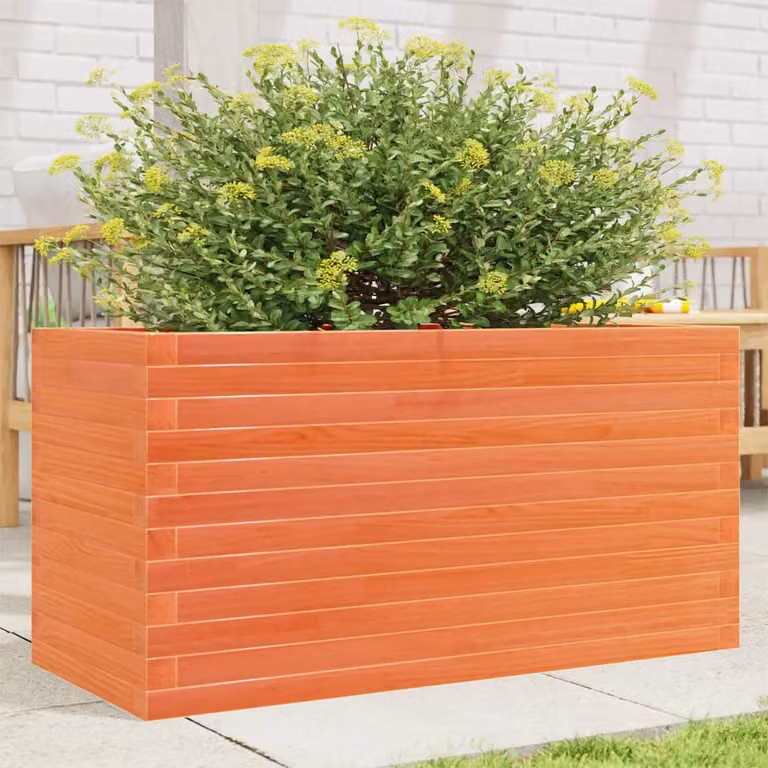 Fioriera da giardino vidaXL in legno di pino massello, colore marrone, L 90 cm x P 40 cm x H 46 cm