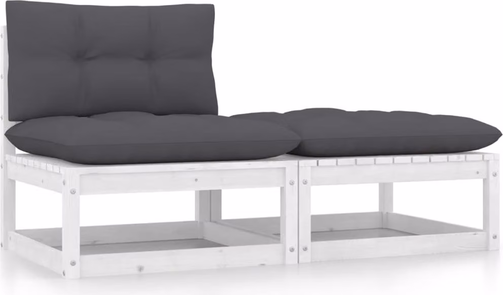 Maison Exclusive - Set da giardino 2 pezzi con cuscini Bianco Legno di pino massiccio