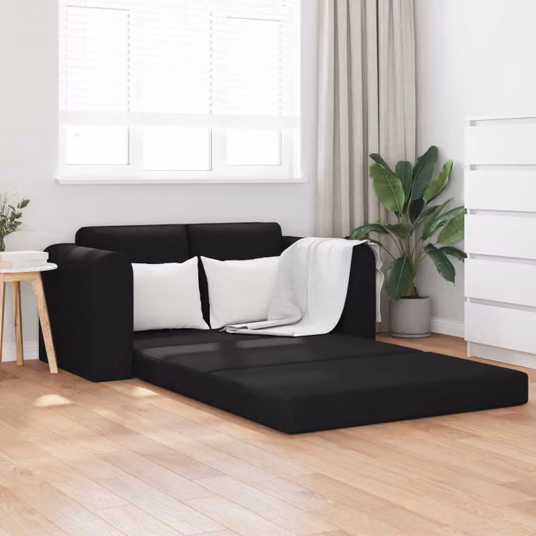 Divano letto vidaXL in tessuto nero con design minimalista L: 148 cm, P: 71 cm, H: 83 cm