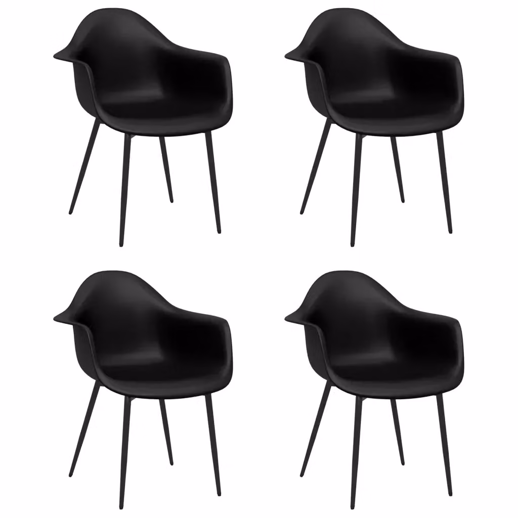 Set di 4 sedie da pranzo vidaXL nere in plastica e metallo con design minimalista opaco – 2