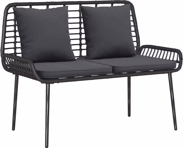 Panchina da giardino Nero e antracite polyrattan