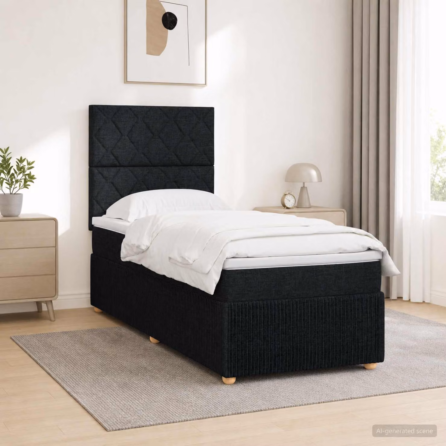 Letto Box Spring vidaXL con Materasso Ibrido e Illuminazione LED Sotto il Letto, Colore Nero, L/P/H: 200 x 80 x 140,5 cm