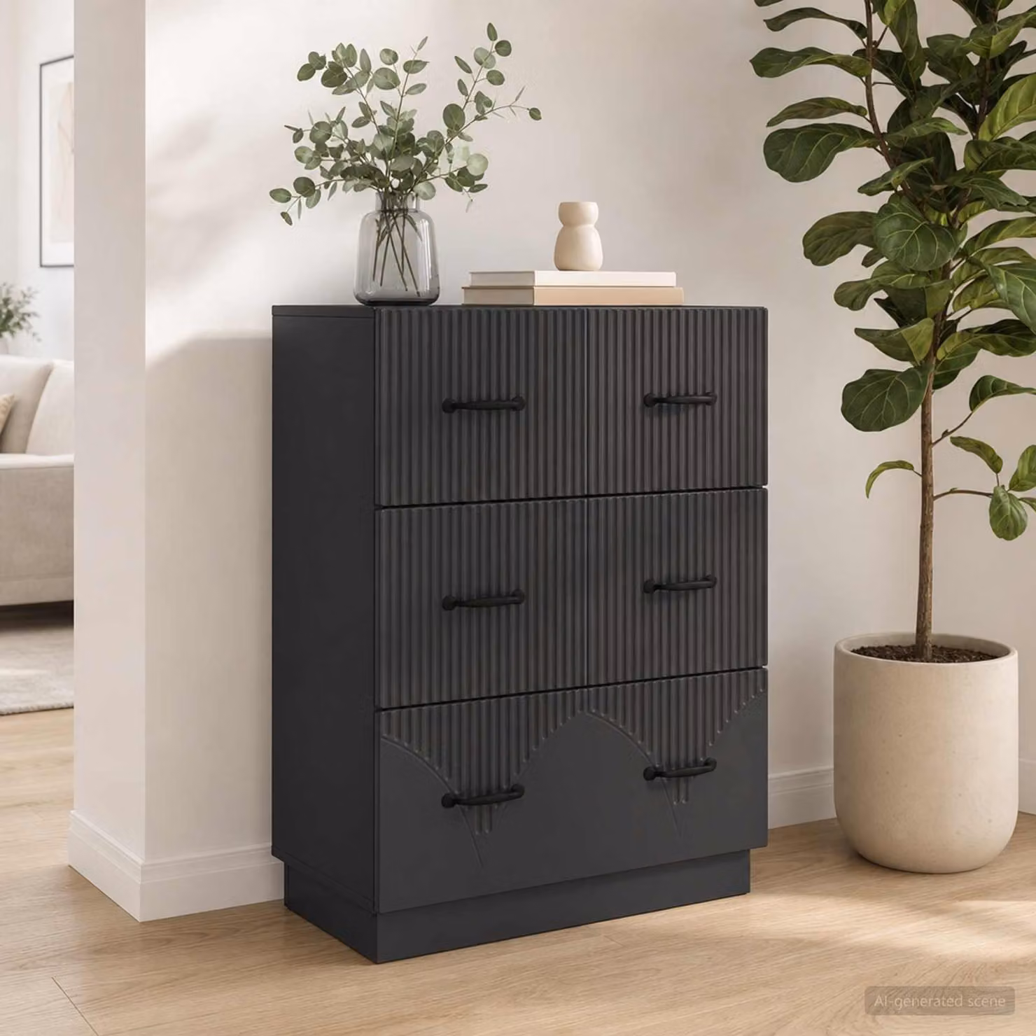Mobile con cassetti vidaXL nero in legno MDF per ufficio e casa L: 66 cm, P: 34,5 cm, H: 87 cm