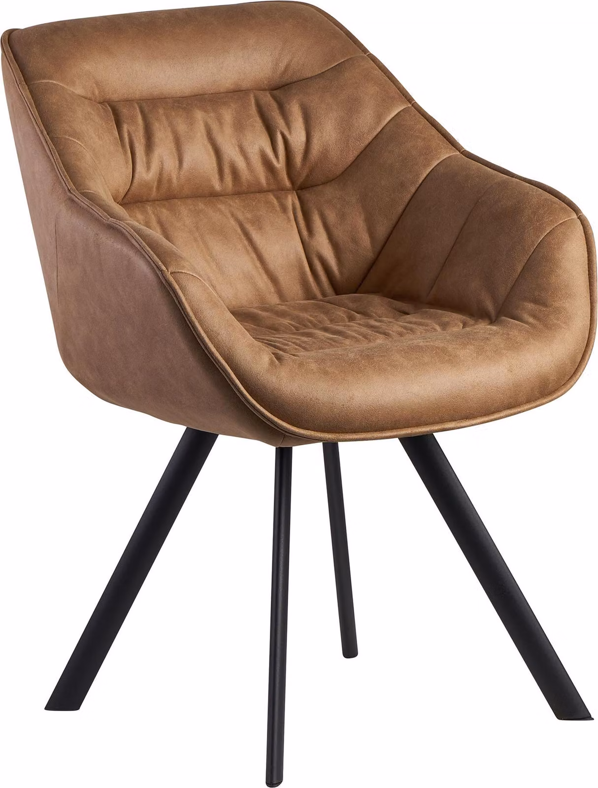 Sedia da cucina imbottita beige con gambe nere | Wohnling