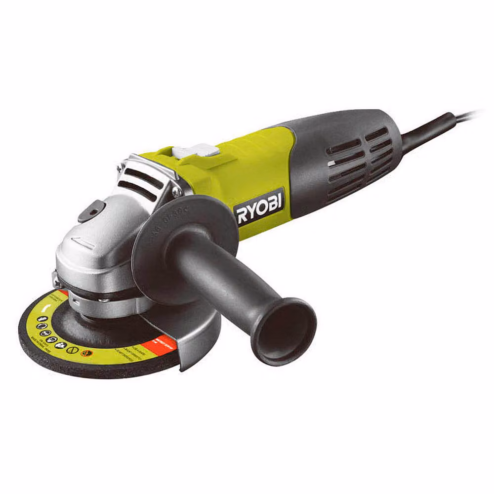 RYOBI - 600W Angle Grinder. 115mm Diameter - 13.000 rpm + 115mm Metal Grinding Disc & 1 Service Wrench - RAG600-115G