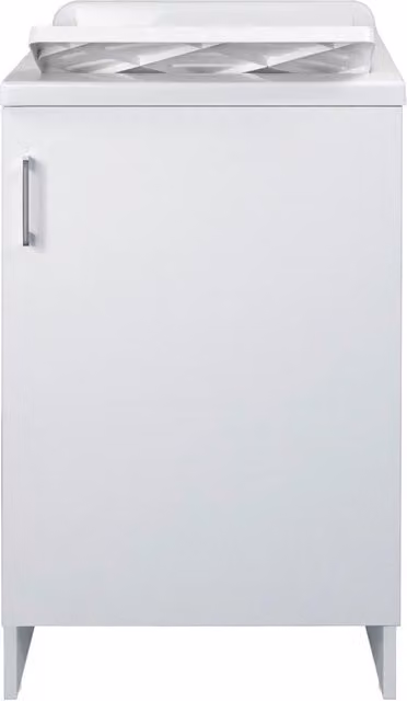Mobile Lavatoio Giordanoshop con 1 Anta in Nobilitato Bianco, Vasca in PP, Asse in Resina e Kit di Scarico L/P/H: 45 x 50 x 85 cm