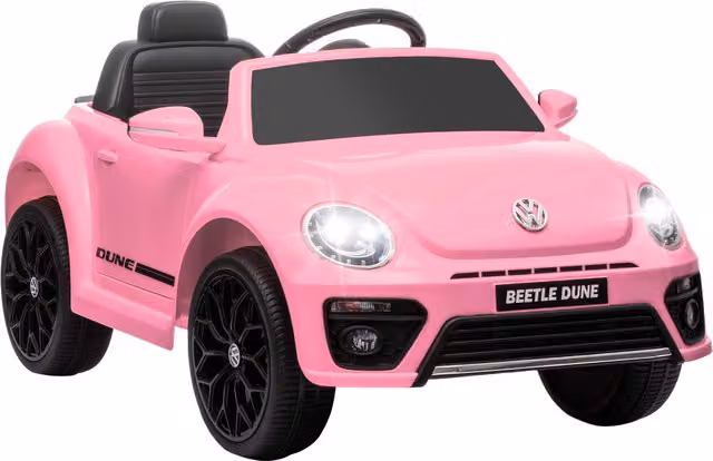 Veicolo elettrico per bambini AIYAPLAY modello VW Käfer con telecomando e musica, Rosa