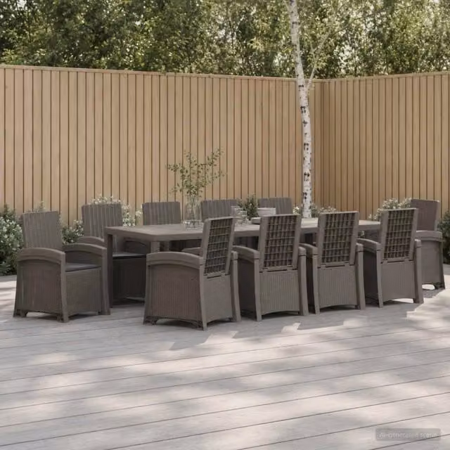 Set da pranzo moderno vidaXL in rattan sintetico per giardino e terrazzo, colore grigio e antracite – 1