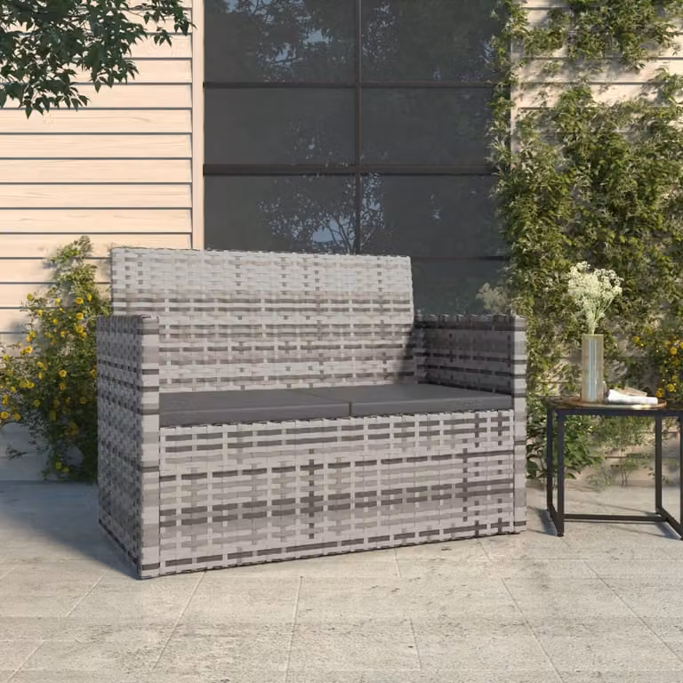 vidaXL Panca da Giardino in Polyrattan e Metallo con Cuscini Grigia Antracite